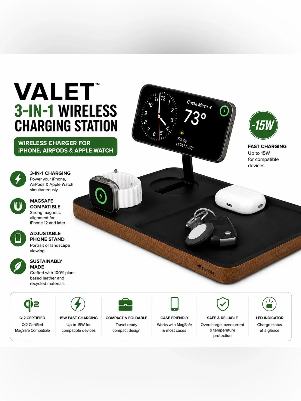 Nimble Valet 3-in-1 Wireless Charging Station